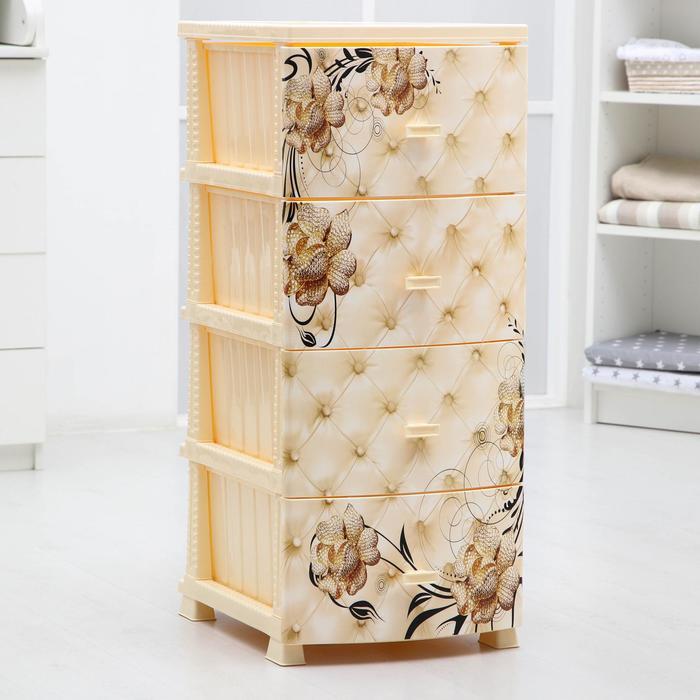 Комод для одежды, 4-х секционный Декор. Барокко , цвет слоновая кость