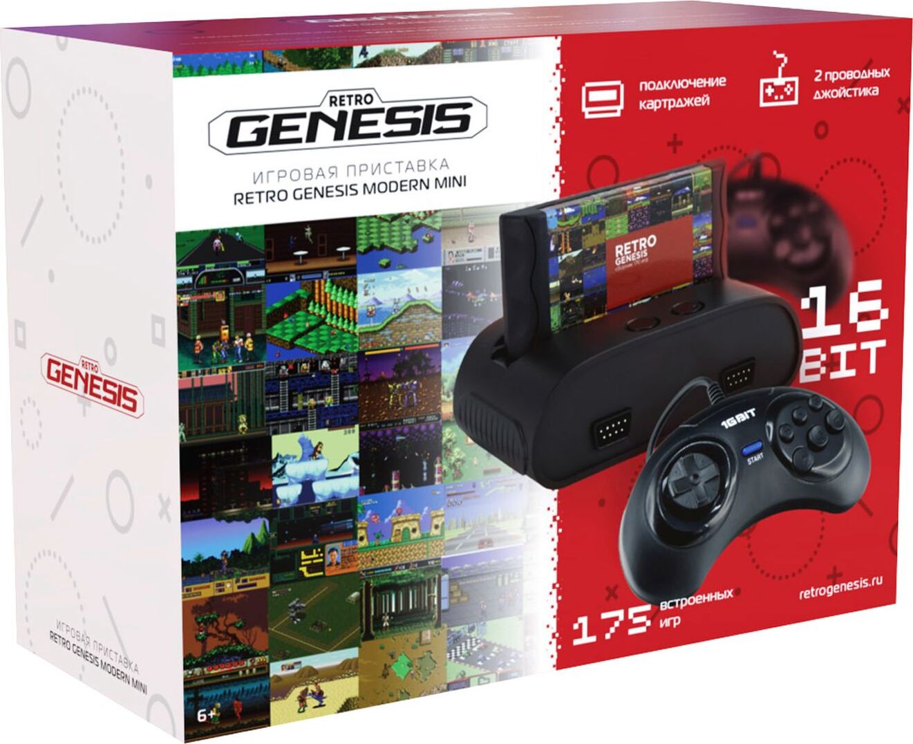 Retro genesis игровая приставка как подключить Игровая приставка Retro Genesis Modern mini + 175 игр + 2 джойстика + картридж -