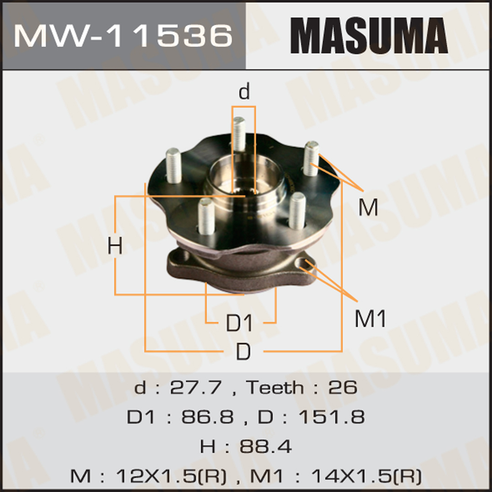 Ступица Lexus RX 08- задняя MASUMA MASUMA MW-11536