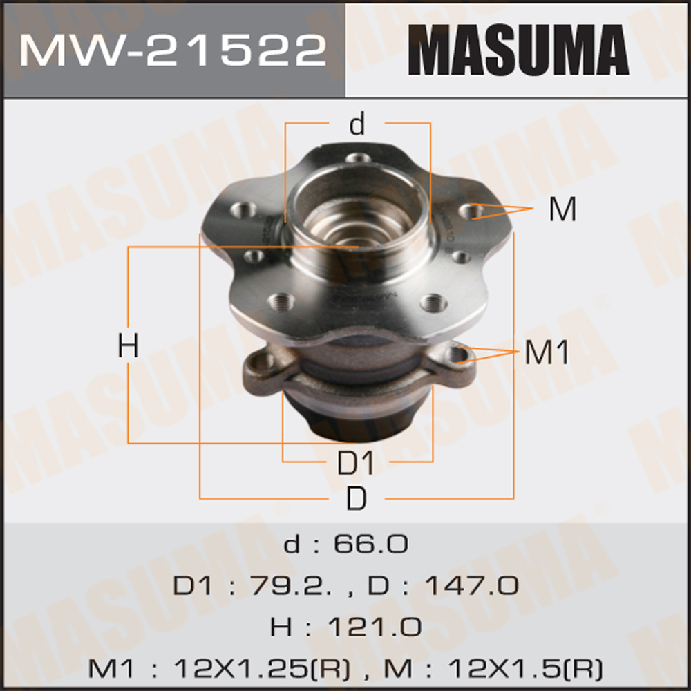 Ступица Nissan Qashqai (J11) 13- задняя (+ABS) MASUMA MASUMA MW-21522