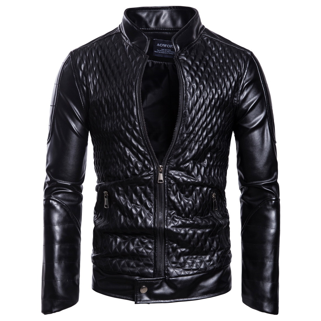 New men Genuine Lambskin Leather Jacket Black Slim Fit Biker Motorcycle Jacket