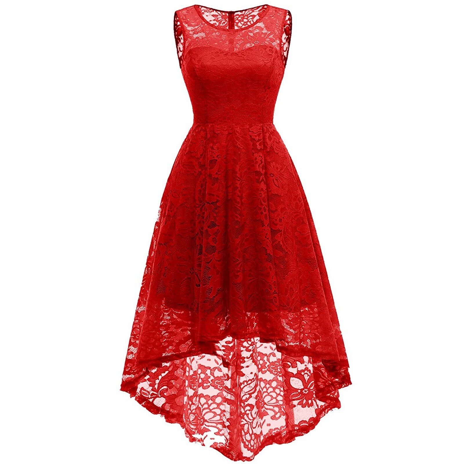 Красное кружевное платье