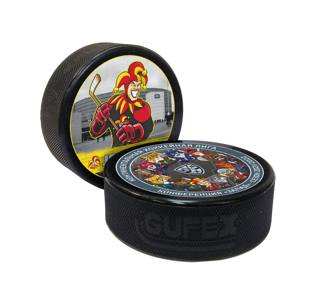 Шайба хоккейная "GUFEX - KHL OFFICIAL" (Запад - ХК Йокерит ТАЛИСМАН цветная двустор.)