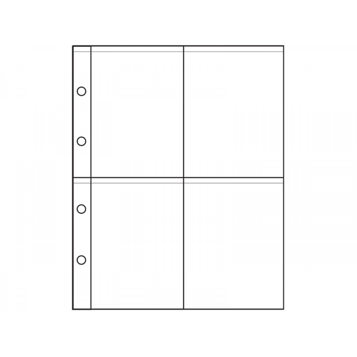 Лист по вертикали. Файлы для хранения календариков. Черный лист на 4 ячейки Numis. Лист вертикальный для Бон, открыток 190х220 мм. Лист а 4 ячейки 105 х 74.