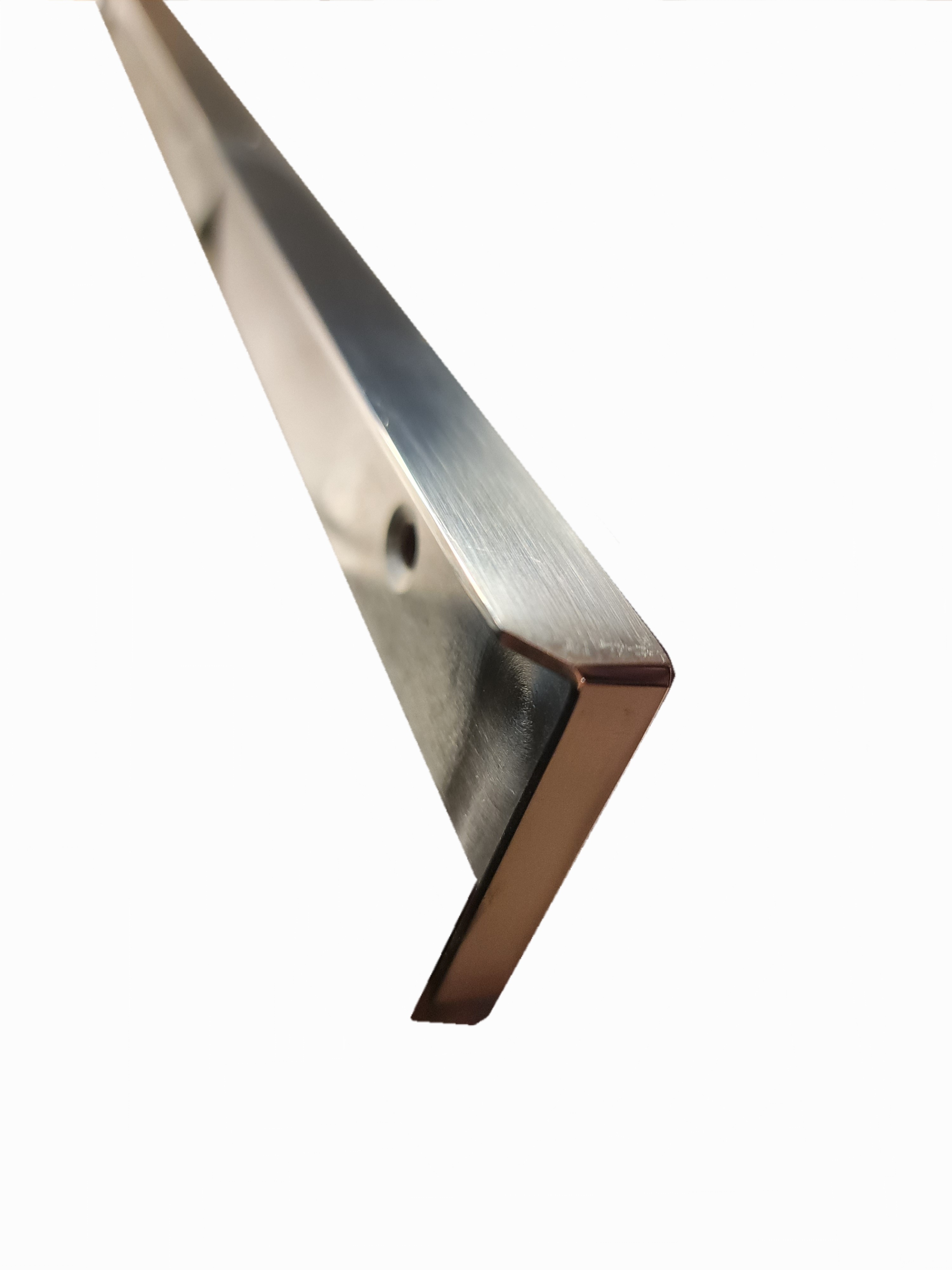 Планка для столешницы 38 мм, сталь, угловая, левая, r0, полированная