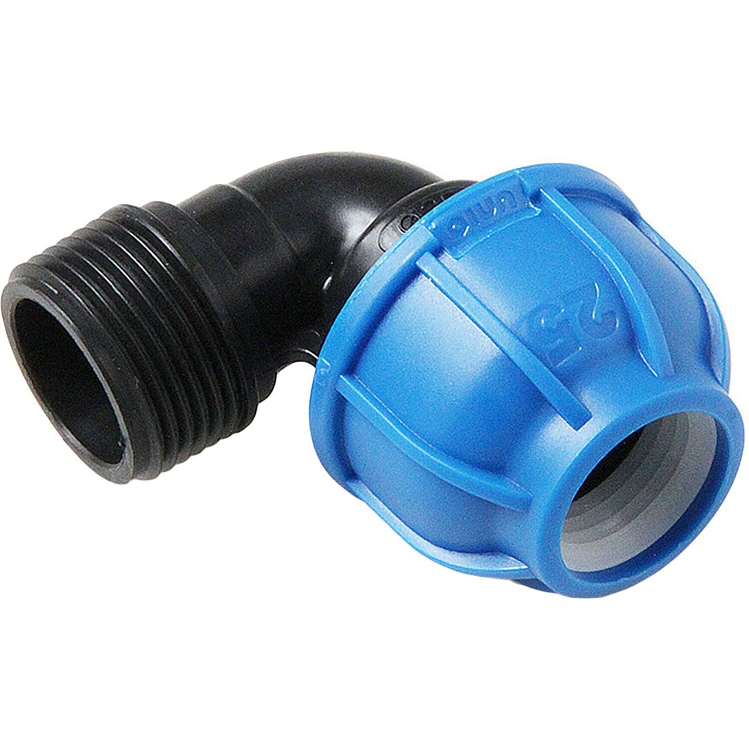 Угольник обжимной ПЭ разъемный 63х2\" НР, PN16 (синий), UNIO ...