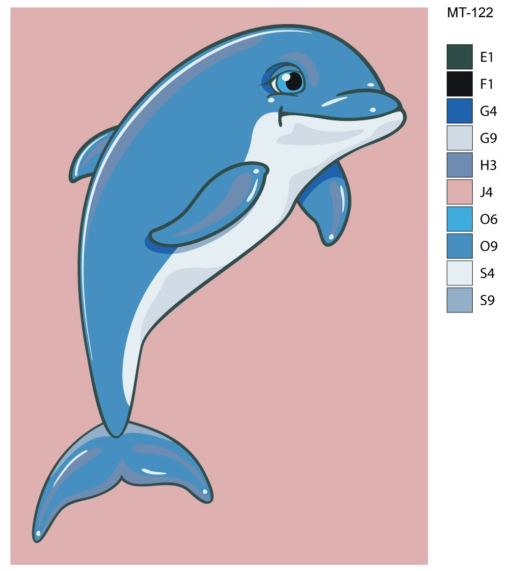 Рисунки по клеточкам Дельфин