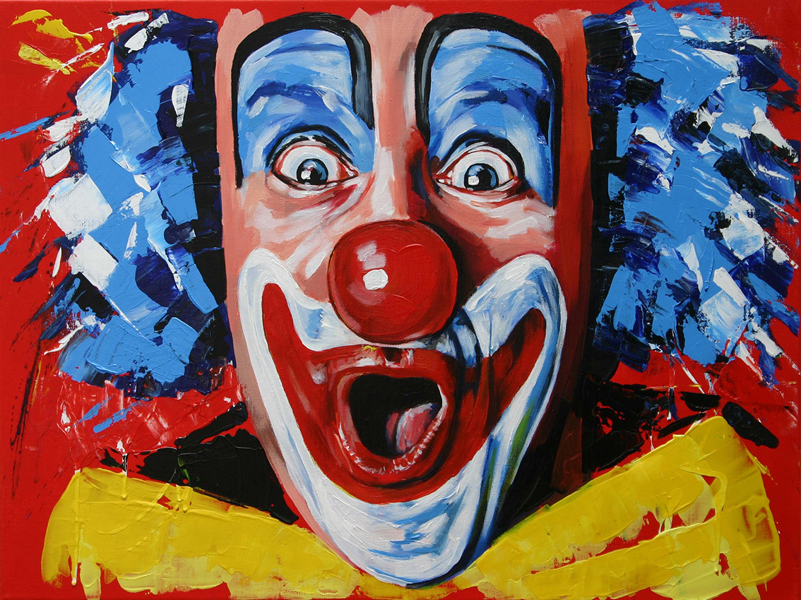 Клоун 8. Клоуны в живописи. Клоун красками. Red Clown Painting.