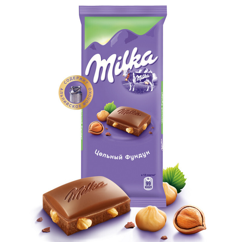 Шоколад молочный Milka с фундуком, 90 г