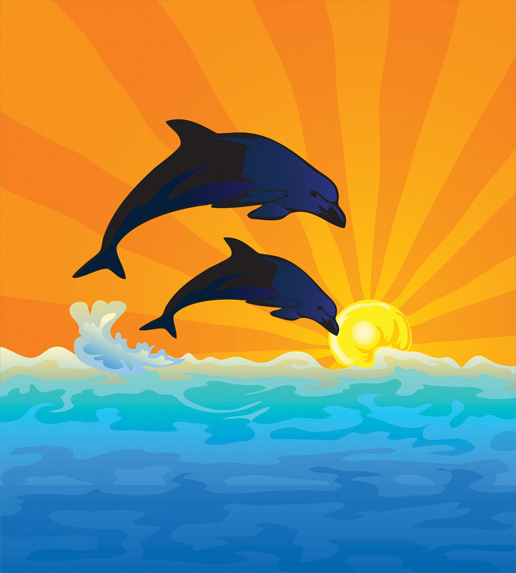 Нарисовать море солнце и Дельфин