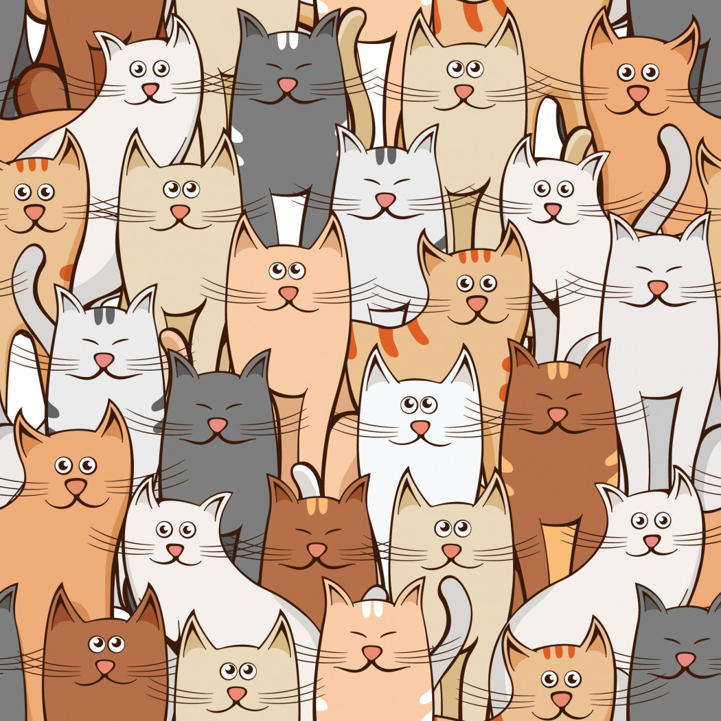 Много нарисованных котиков