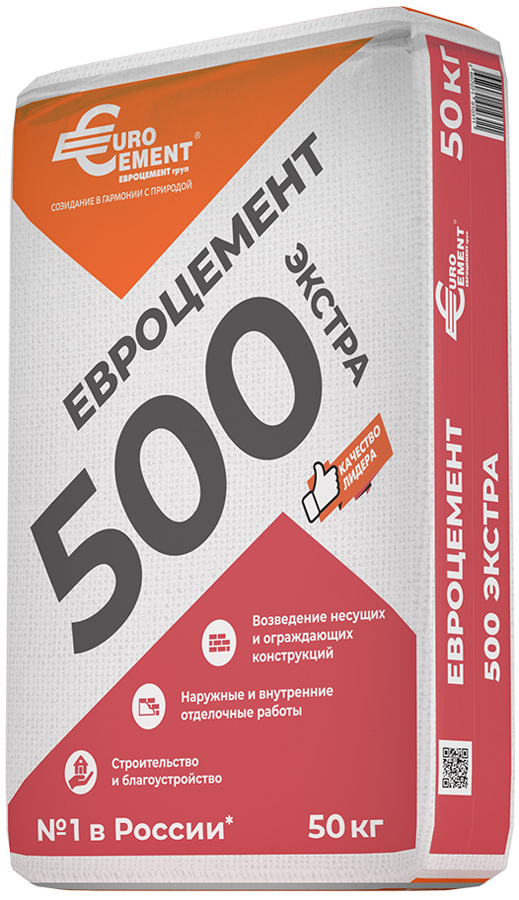 ЕВРОЦЕМЕНТ Экстра цемент М-500 Д20 (50кг) / EUROCEMENT портландцемент М500 Д20 Экстра ЦЕМ II/А-Ш 42,5Н (50кг)