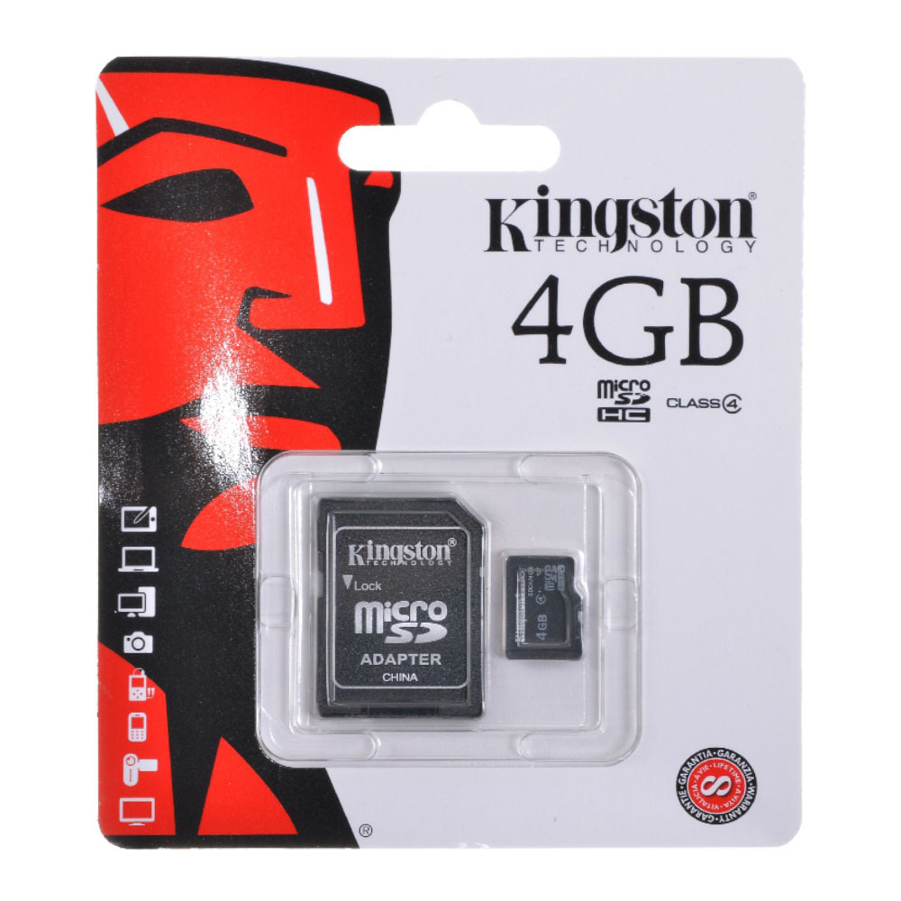 Карта памяти Micro SD 4 Гб - Карта памяти с переходником micro SD card +  adapter / для телефона видеорегистратора