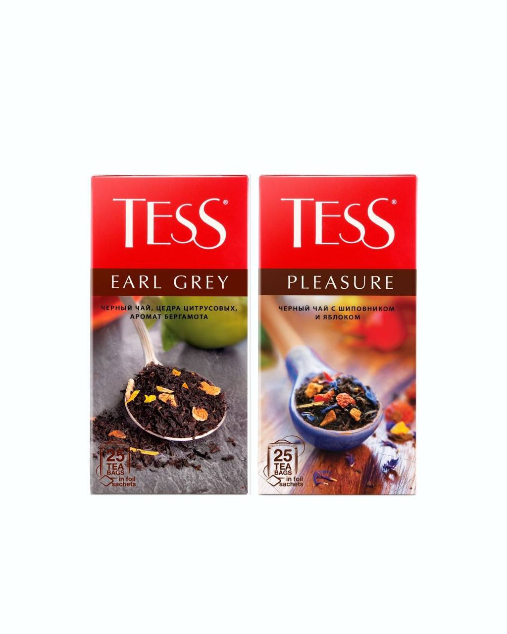 Чай в пакетиках черный Tess Earl Grey/Pleasure, 2 шт по 25 пак. - купить с  доставкой по выгодным ценам в интернет-магазине OZON (696719348)