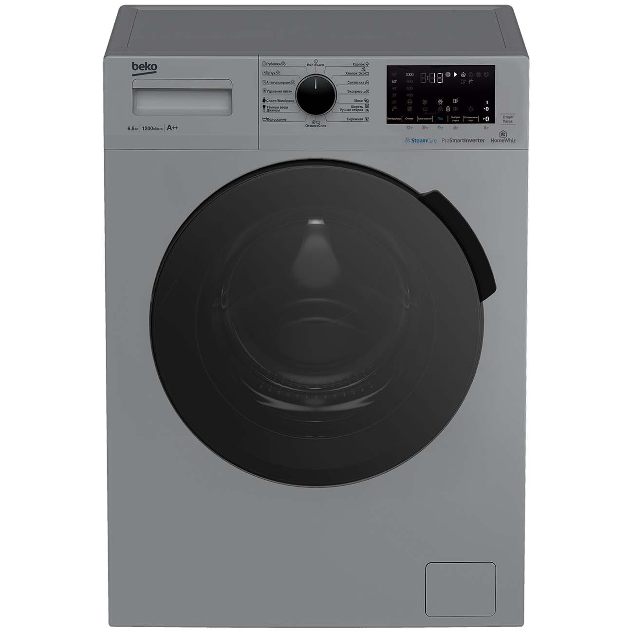 Beko Стиральная машина WSPE6H616S, 6.5 кг, 1200 об/мин, функция пара, класс энергопотребления А, инверторный мотор, серебристый