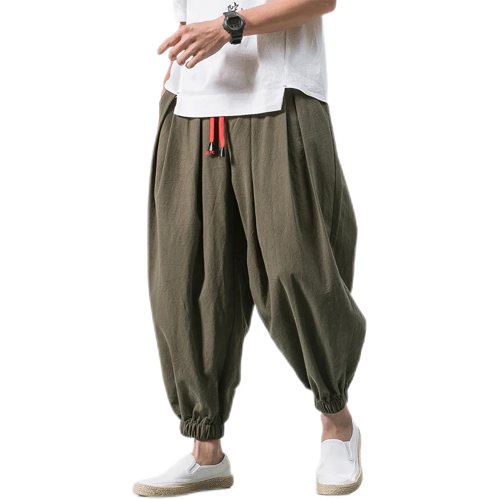 Брюки men Casual Harem Pants Baggy wide Leg trousers