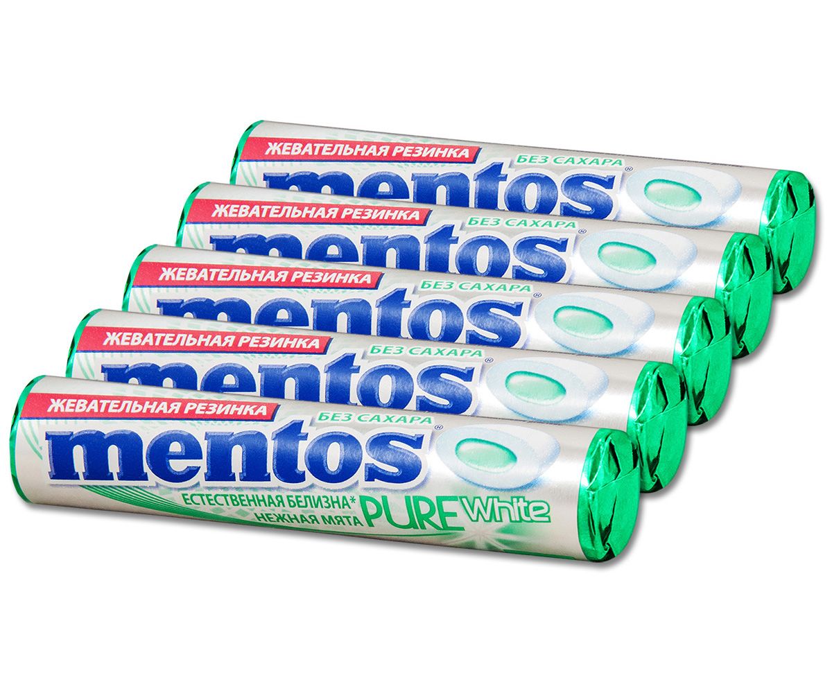 <b>Жевательная</b> <b>резинка</b> без сахара Mentos &quot;Pure White&quot; нежная мята с ...