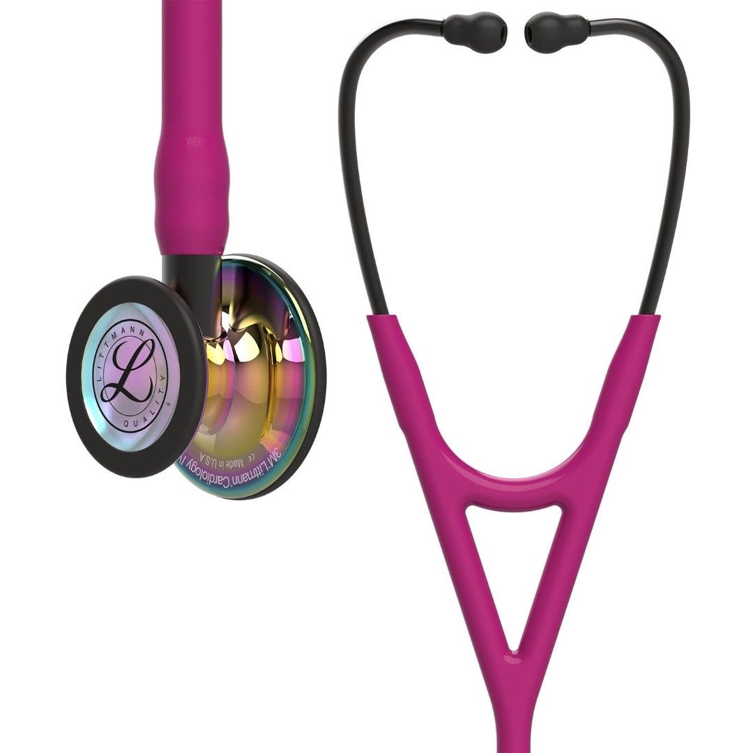 Стетоскоп Littmann Cardiology IV Малиновый с радужным колоколом и дымчатым стеблем, 69 см, 6241