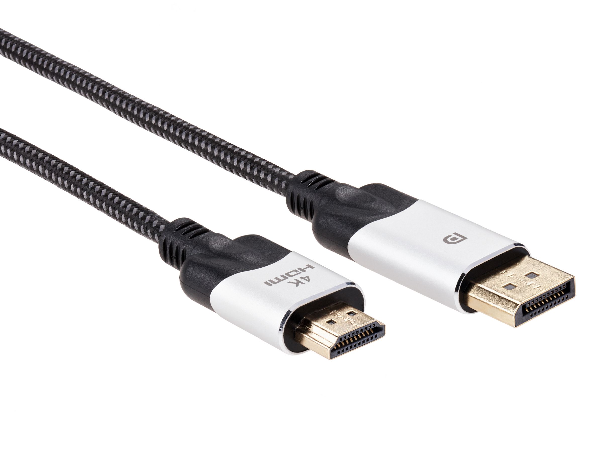 VCOM Видеокабель DisplayPort/HDMI, 1.8 м, серый