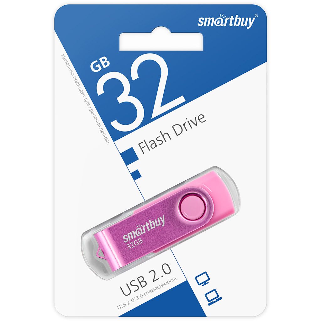 USBфлешнакопитель32GbSmartBuyTwistPink(SB032GB2TWP)