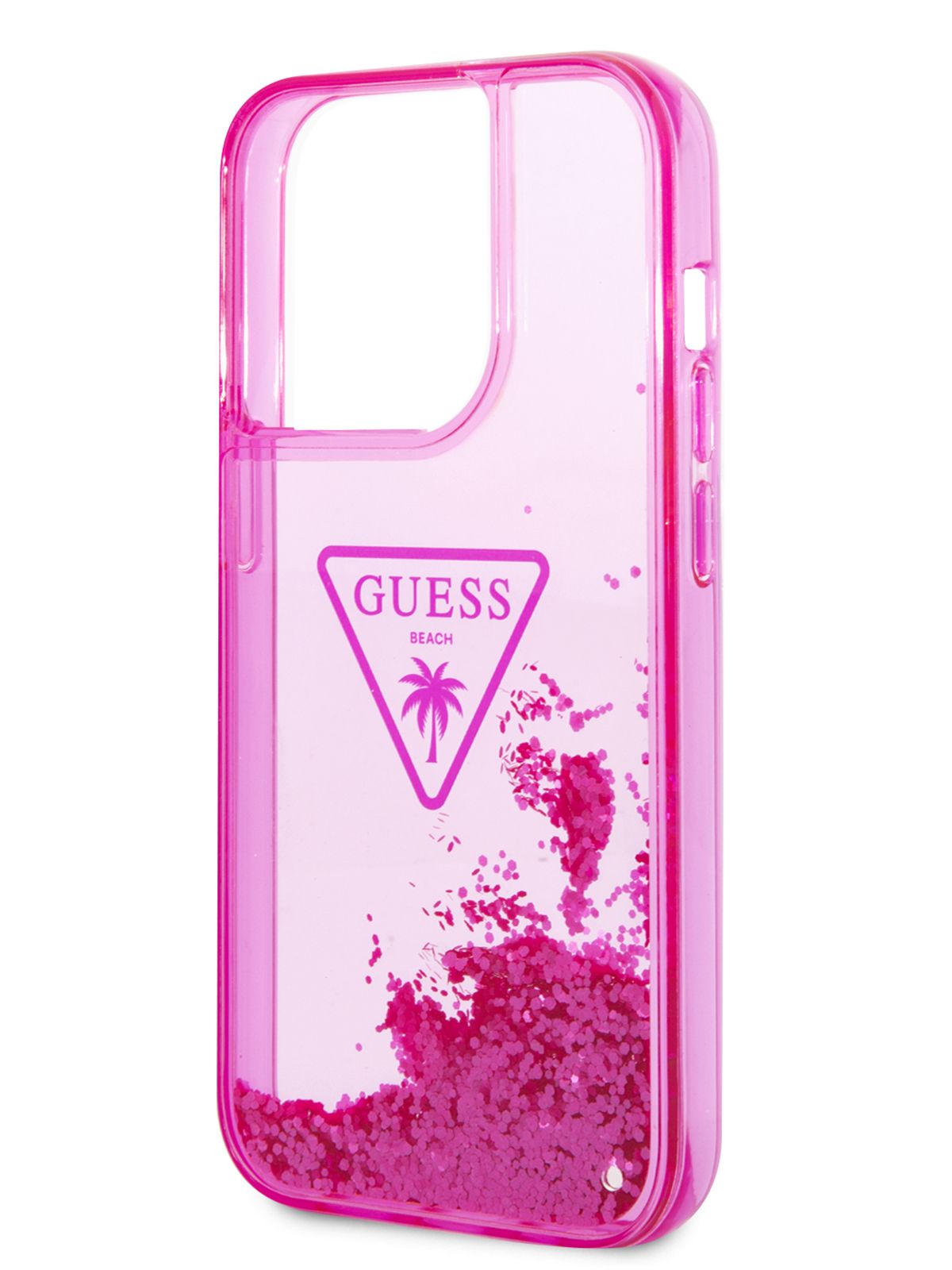 Чехол Guess Liquid Glitter накладка на iPhone 14 Pro / для Айфон 14 Про /  бампер / кейс силиконовый с блестками, с логотипом Triangle logo, фуксия -  купить с доставкой по выгодным ценам в интернет-магазине OZON (787172108)