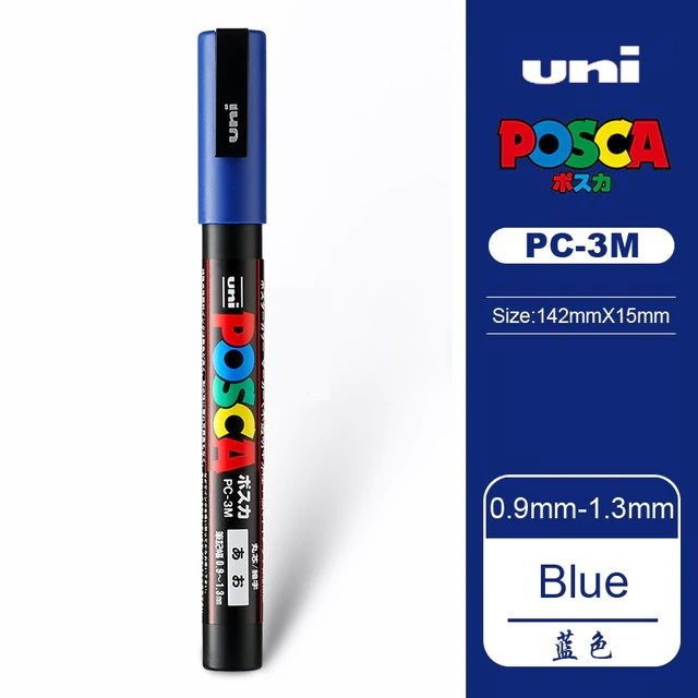 Пенный маркер. Маркер Posca PC-3m. POSCO маркеры. Uni Posca PC-3m, сине-серый.