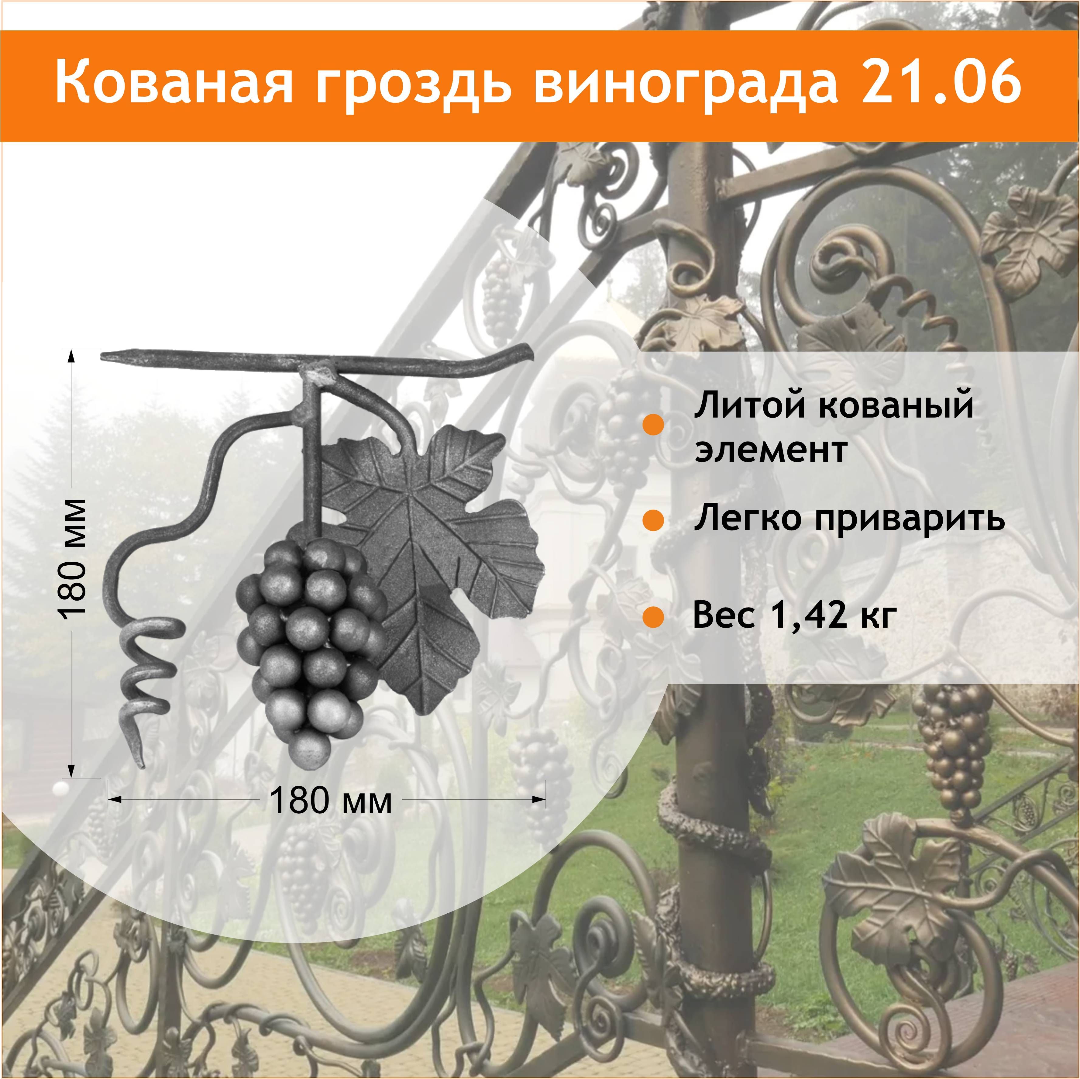 Кованый элемент виноградная гроздь большая, кованый декор 21.06