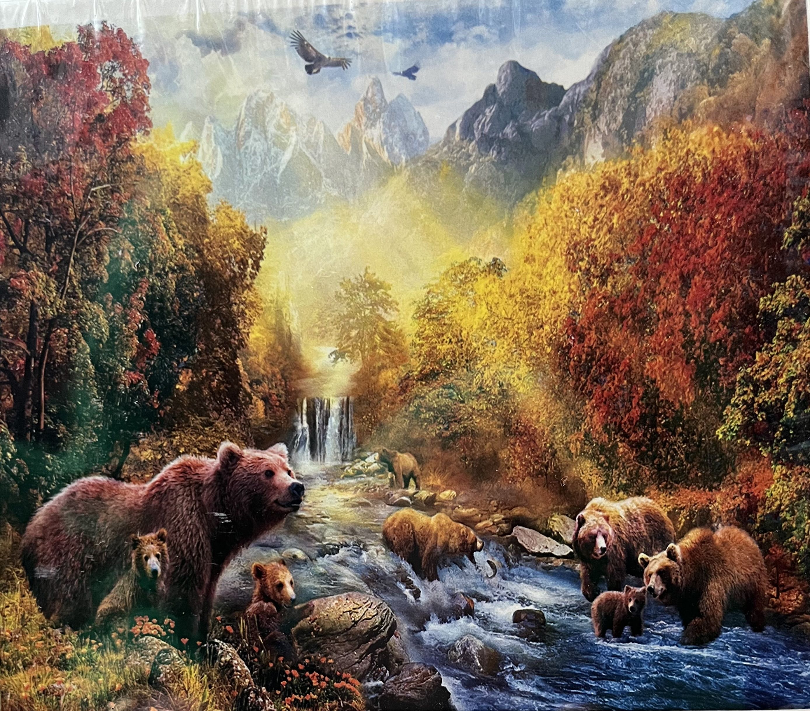 Медведи у реки живопись