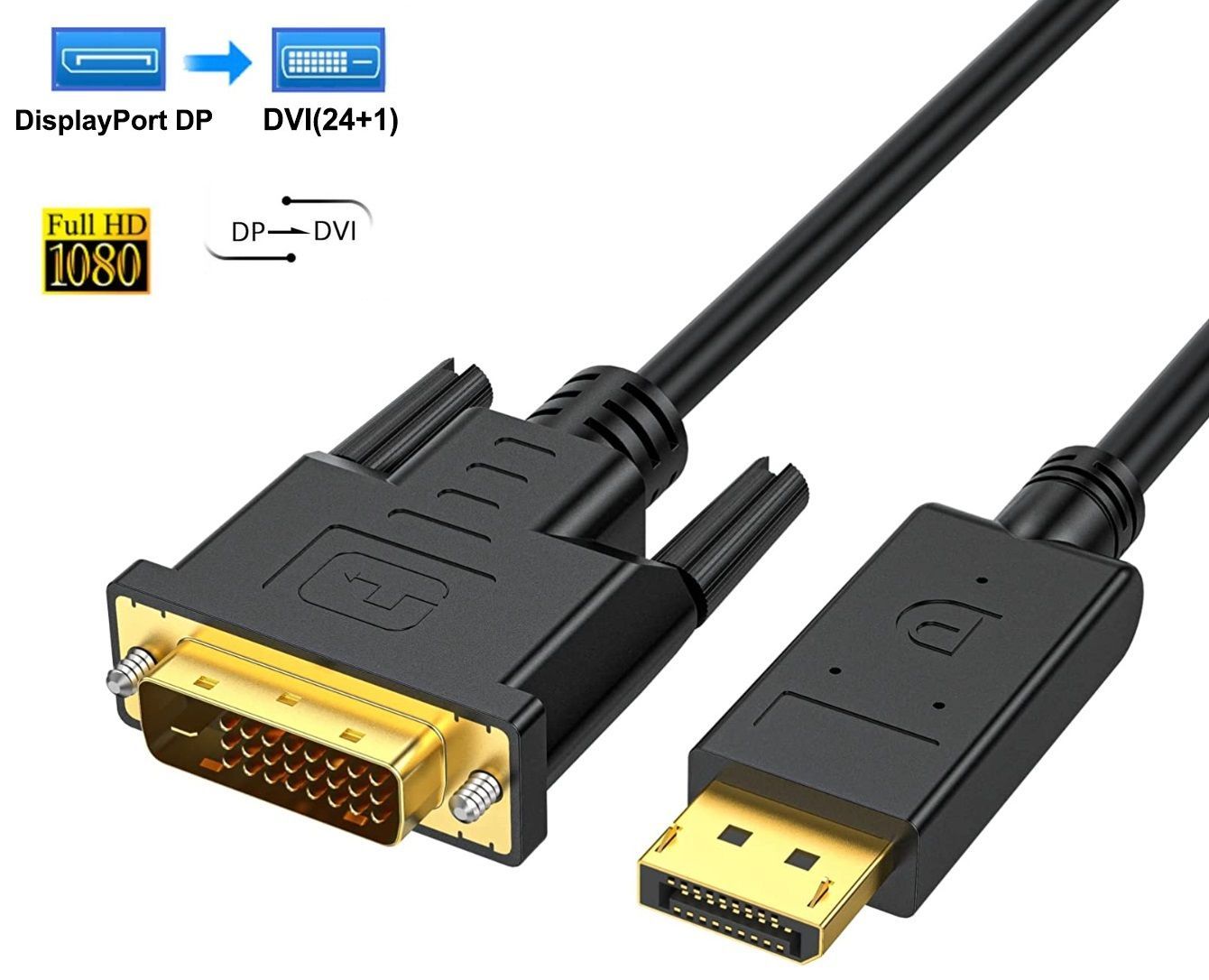 KS-IS Видеокабель DisplayPort/DVI, 1,8 м, черный