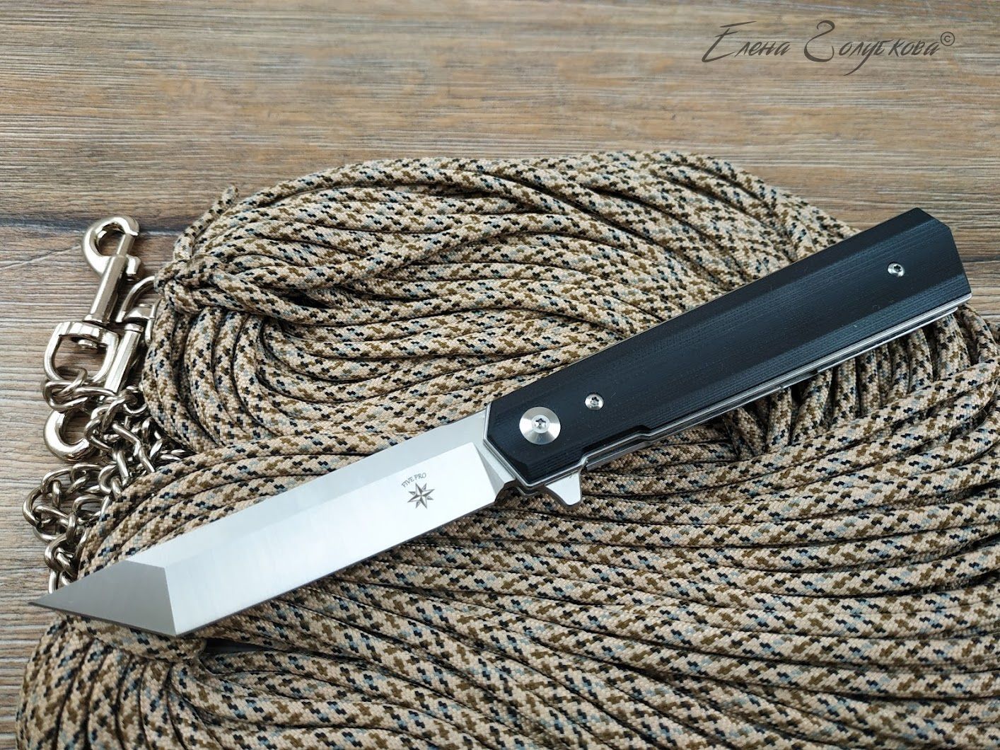 FIVE PRO Складной нож флиппер Rubicon tanto black сталь D2