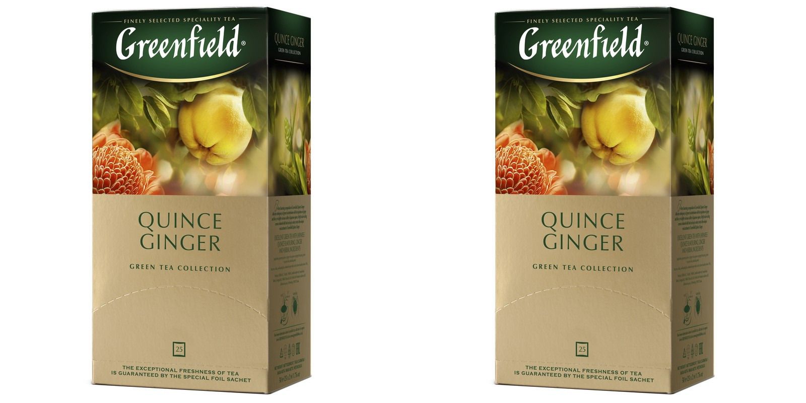 Чай <b>Greenfield</b> Quince Ginger зел, 25 пак. с ароматом японской айвы и имбиря...