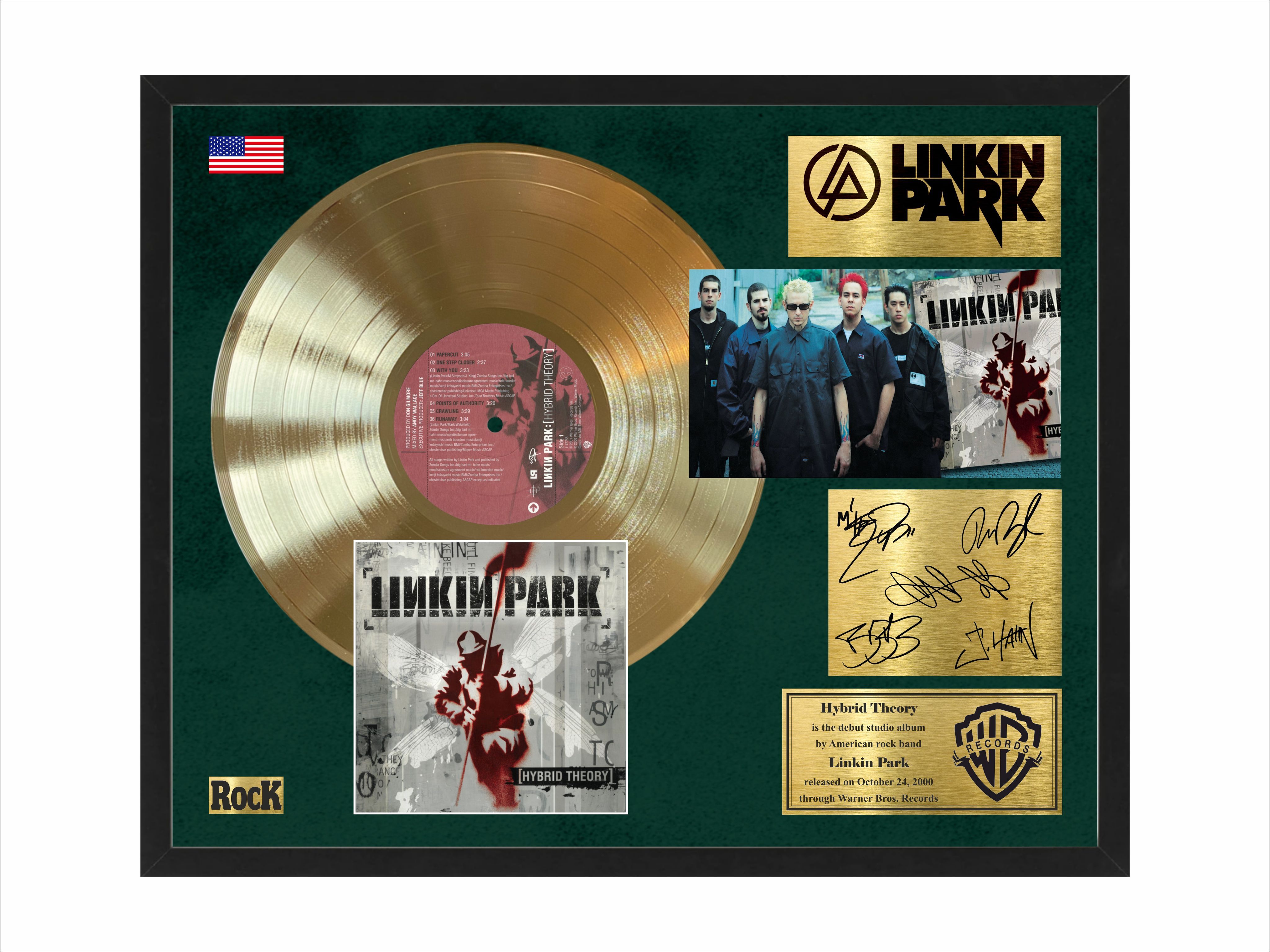 Позолоченная декоративная виниловая пластинка <b>Linkin</b> <b>park</b> hybrid theory с м...