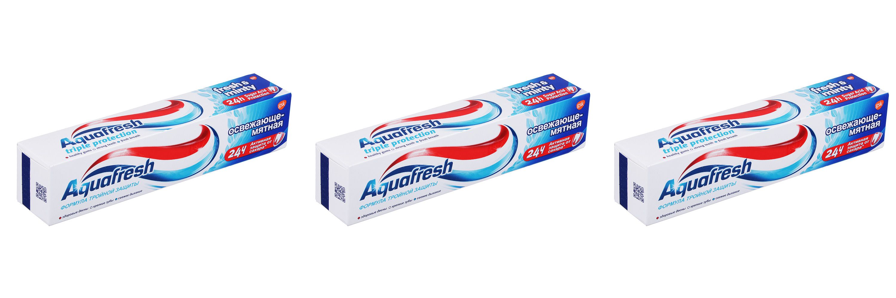 Зубная паста Aquafresh Освежающе-мятная обеспечивает тройную защиту полости...