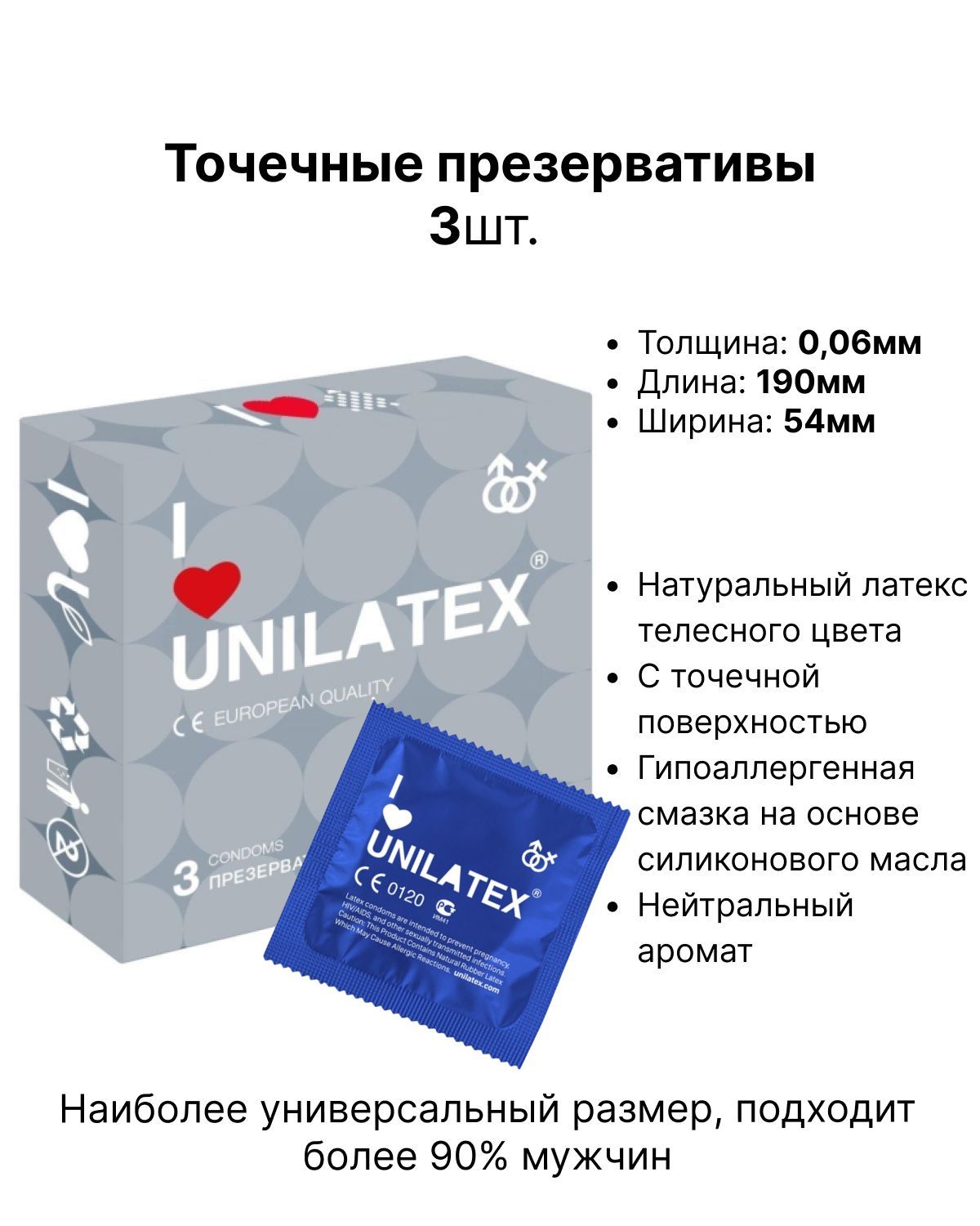 Точечные презервативы с пупырышками Unilatex Dotted - 3 шт, с точками 19  см, 0,06 мм - купить с доставкой по выгодным ценам в интернет-магазине OZON  (885814485)