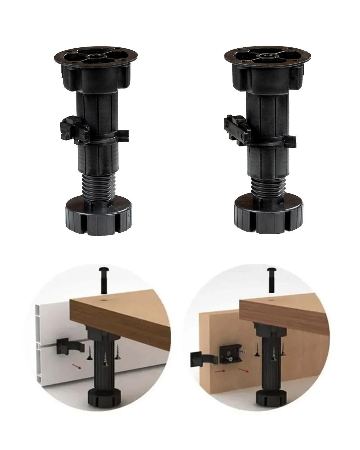 Ножкиопорымебельныерегулируемые(95-125мм)длякухникомодашкафа,черные4шт.