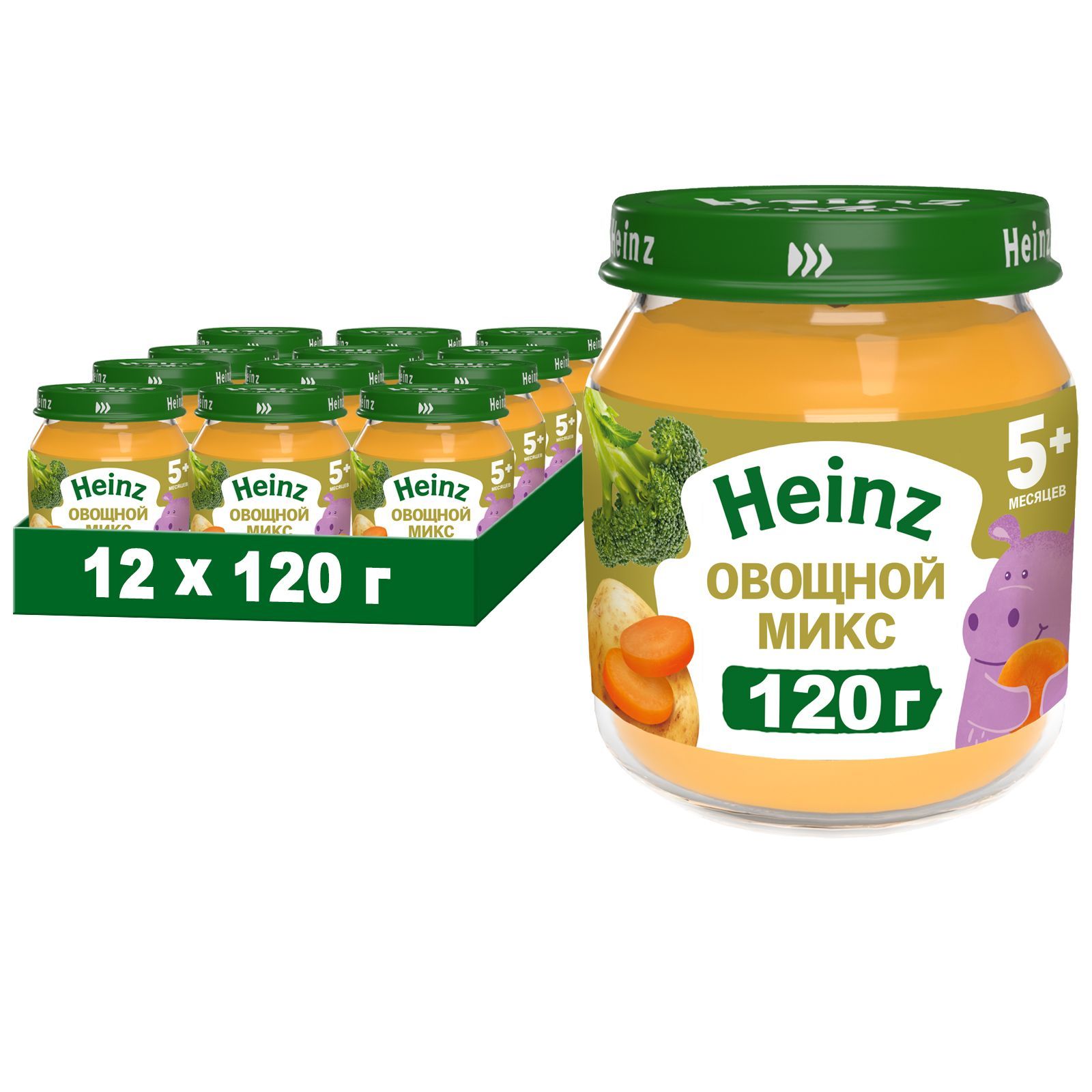 Пюре овощное Heinz с 5 месяцев, овощной микс, 120 г x 12 - купить с  доставкой по выгодным ценам в интернет-магазине OZON (146474703)