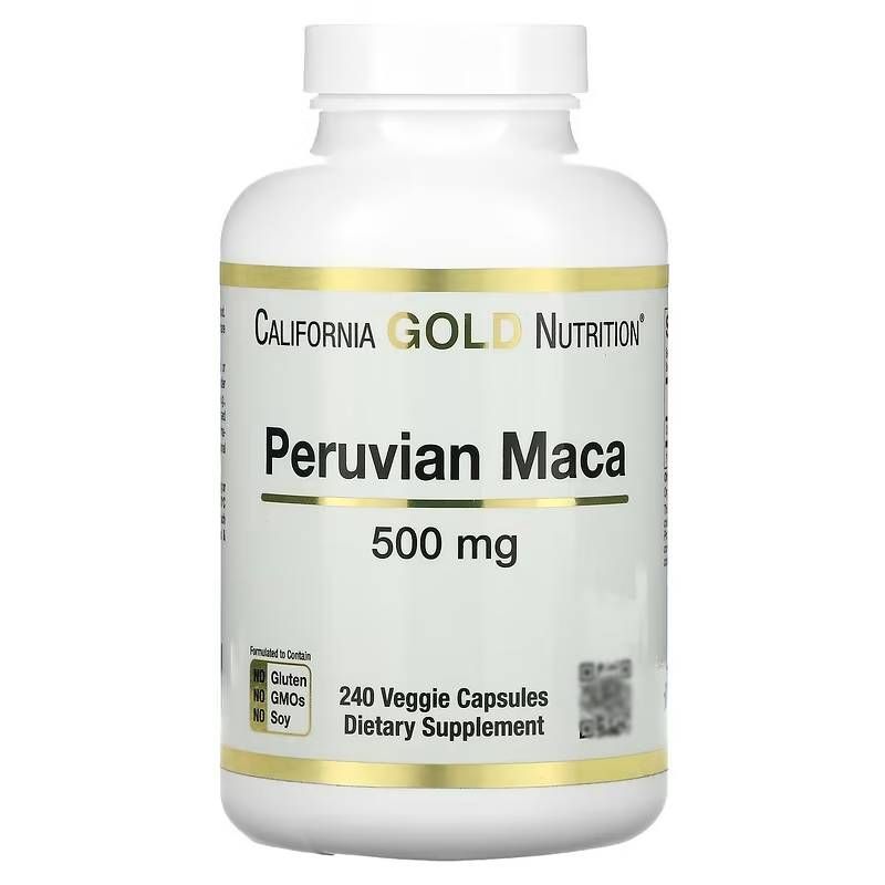 Перуанская мака 500 мг, 240 растительных капсул, Peruvian maca, California Gold Nutrition