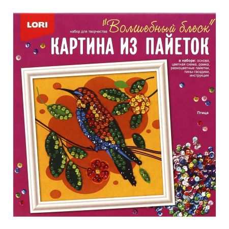 LORI Картина из пайеток "Птица" 20*20 см