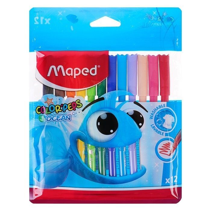 Фломастеры 12 цветов Maped COLOR'PEPS OCEAN