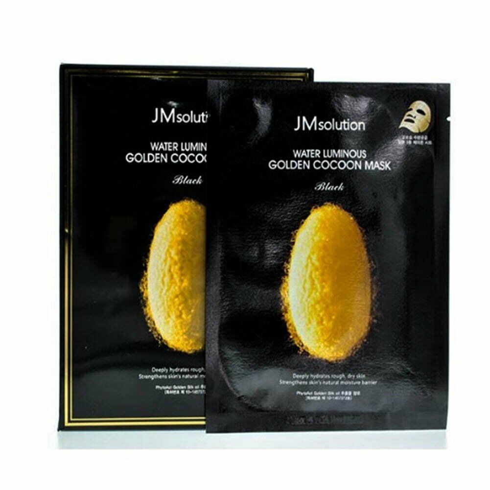 Solution маски. JMSOLUTION маска тканевая Golden Cocoon. Маска JM solution Water Luminous Golden Cocoon. Маска JMSOLUTION Water Luminous. JM solution] маска Water Luminous Golden Cocoon Mask Black 10 шт.