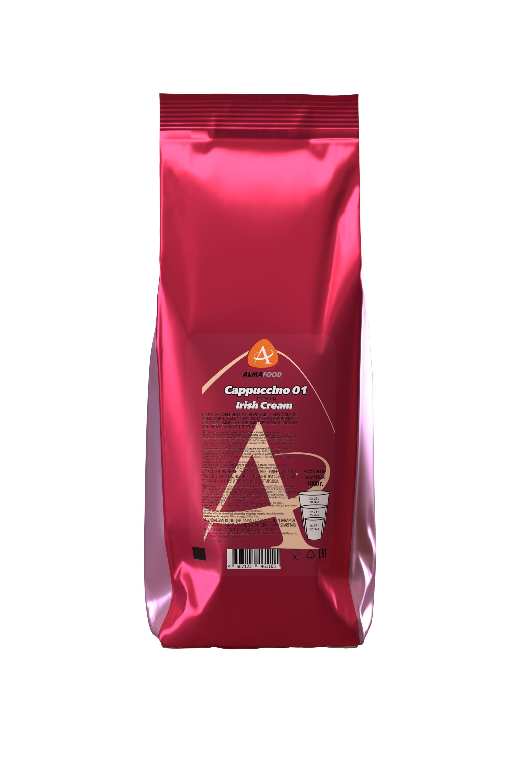 Кофейный напиток Almafood Cappuccino 01 Premium Irish Cream для вендинга растворимый напиток 1 кг