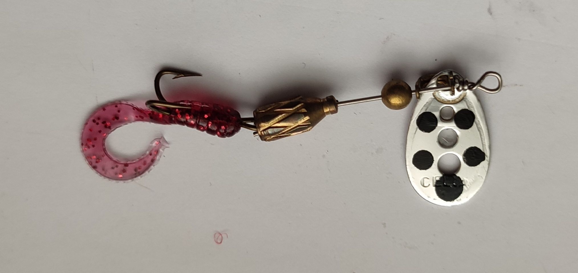 Вращающаяся блесна (латунь) с мягкой приманкой Rublex Celta Turbo Zizi № 1 (2 г) APN11