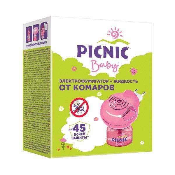 Picnic Baby Комплект Электрофумигатор + жидкость от комаров 45 ночей, 30 мл/