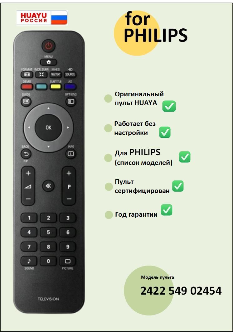 Пульт242254902454(RC4747/01)длятелевизоровPhilips