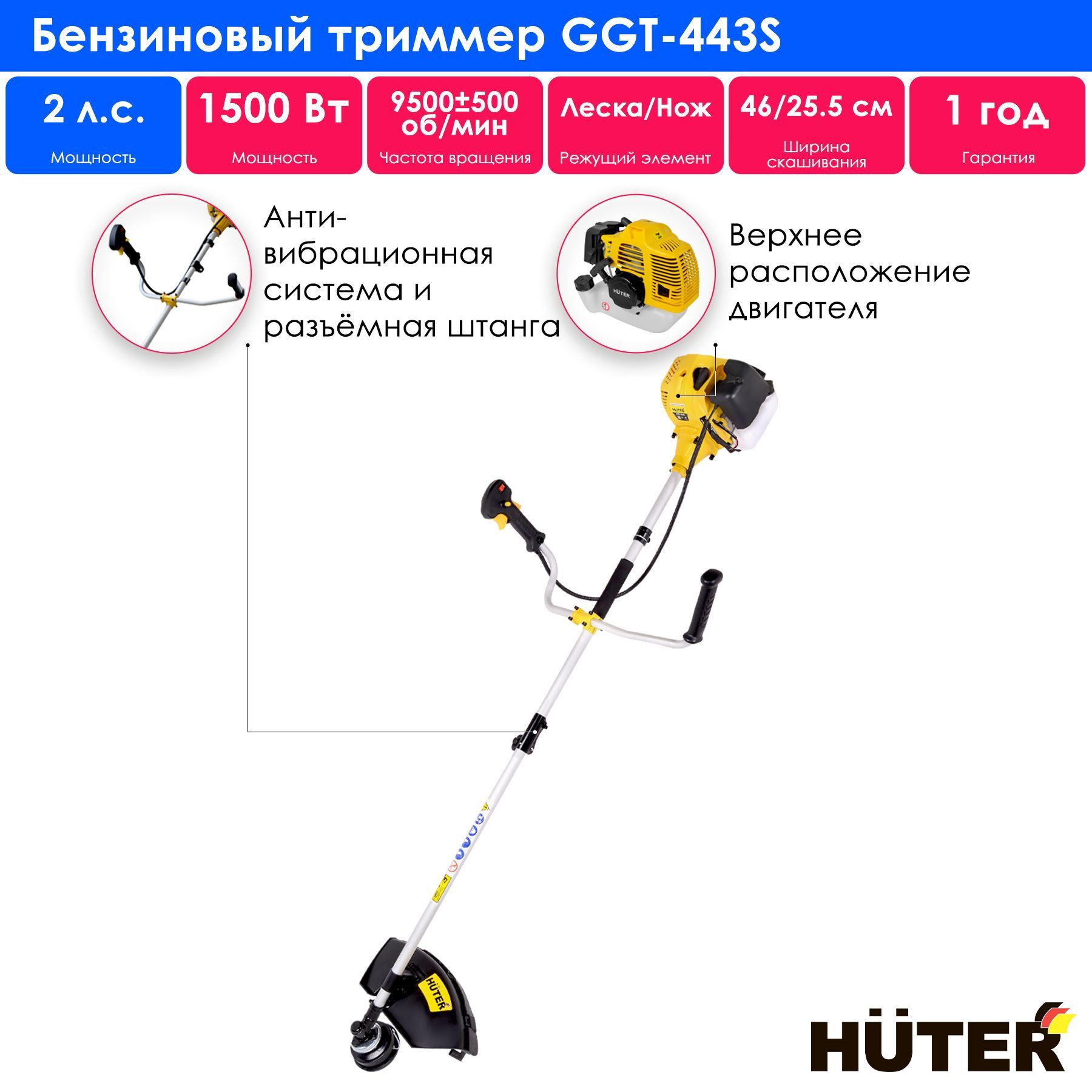 Huter ggt 443s. Инструкция триммер Huter GGT-443s.