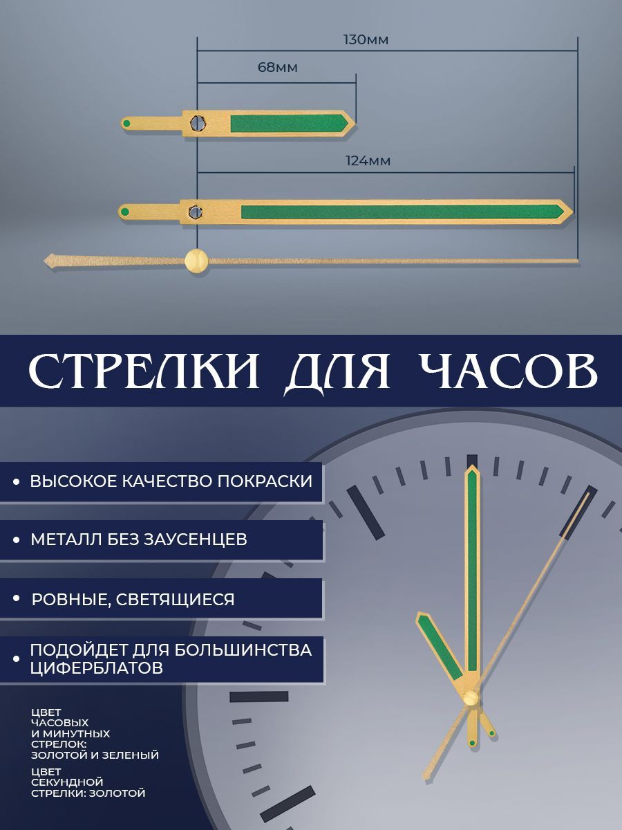 Светящиеся стрелки. Комплект стрелок для настенных часов.