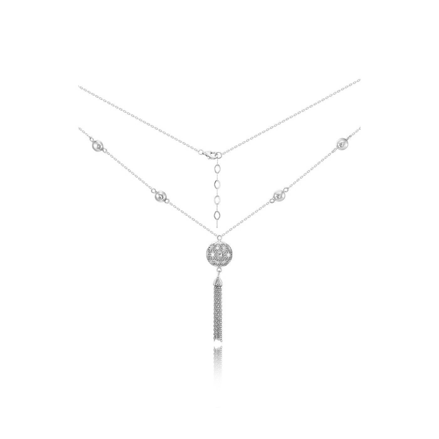 Колье серебряное с фианитами внутри шарика