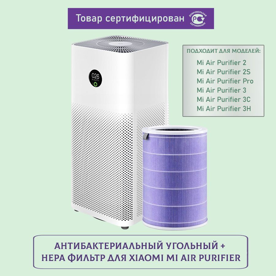 Антибактериальный фильтр для очистителя воздуха, совместим с Xiaomi Mi Air  Purifier 2, 2S, 3, 3C, 3H с чипом RFID - купить с доставкой по выгодным  ценам в интернет-магазине OZON (573416041)