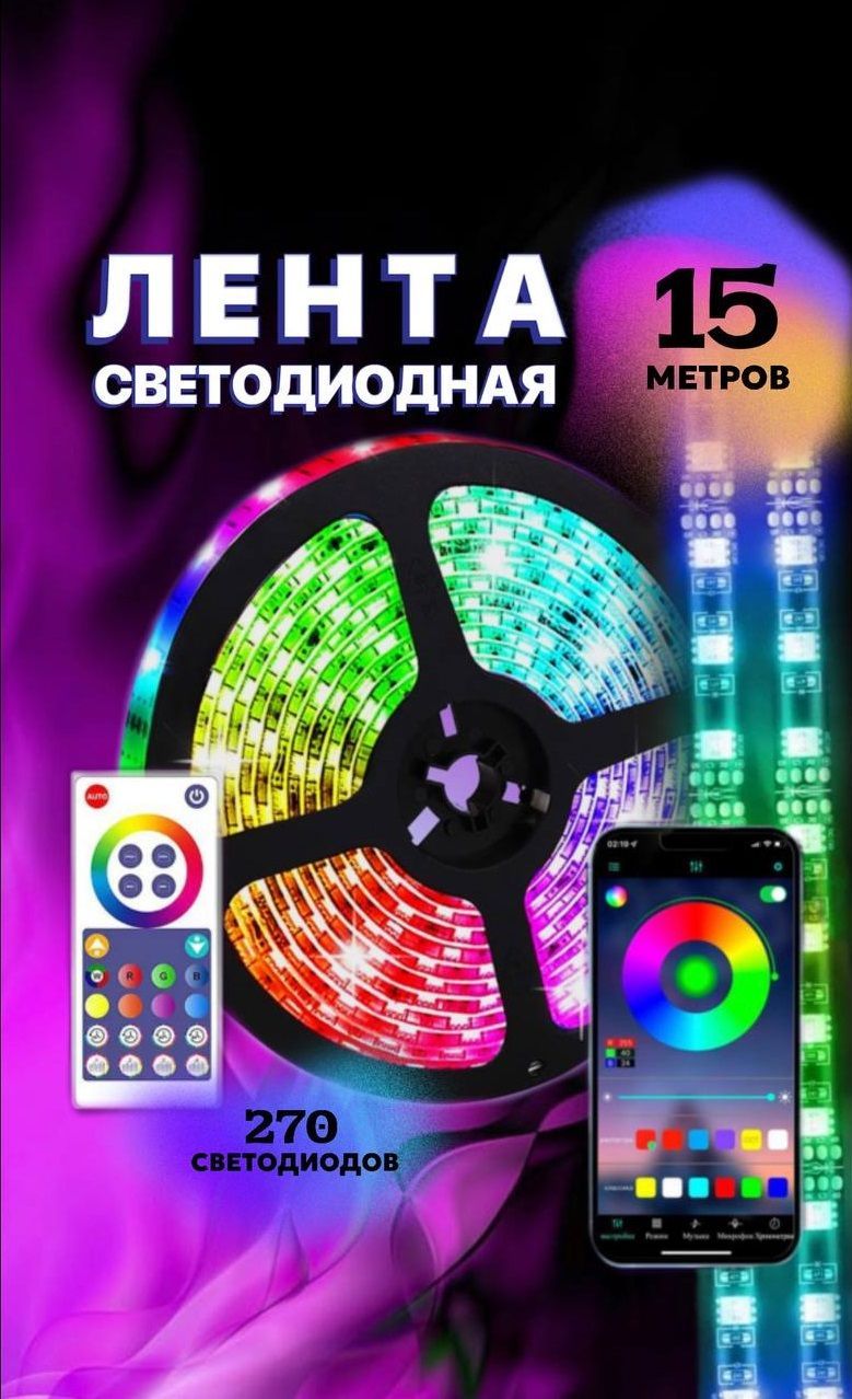 Светодиодная лента, 12В, IP60, 18 LED/m многоцветная - купить по выгодной  цене в интернет-магазине OZON (1159514844)