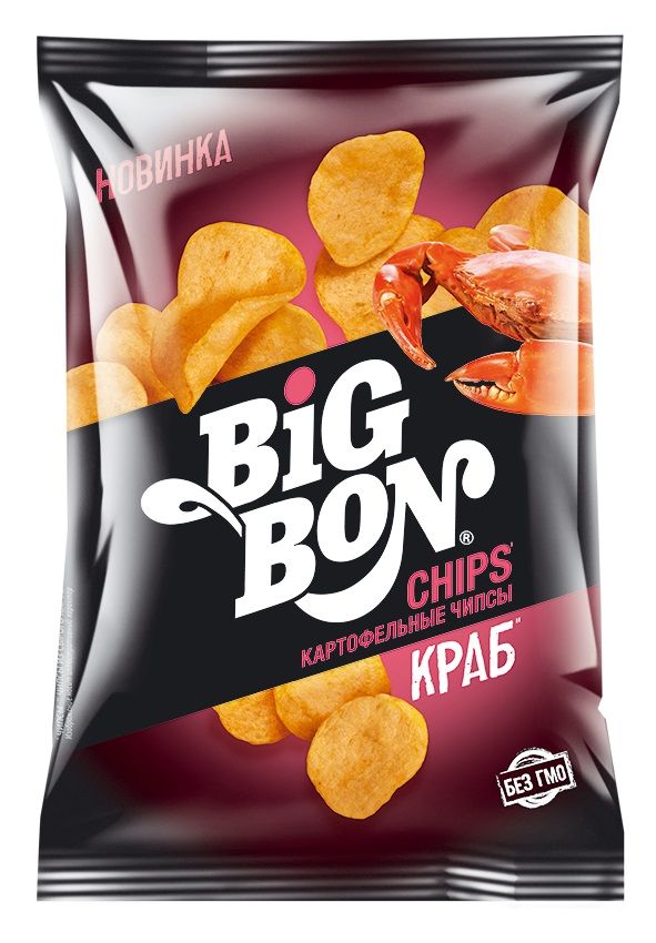 Чипсы Big Bon cо вкусом краба 75г. 12 шт.